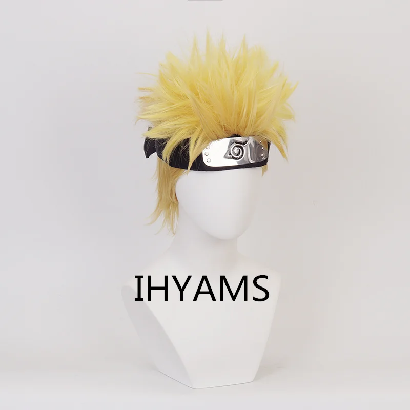 Perruque Synthétique Courte de Cosplay Uzumaki de 30cm, Jaune localité, avec Bonnet, Vêtements de Sauna