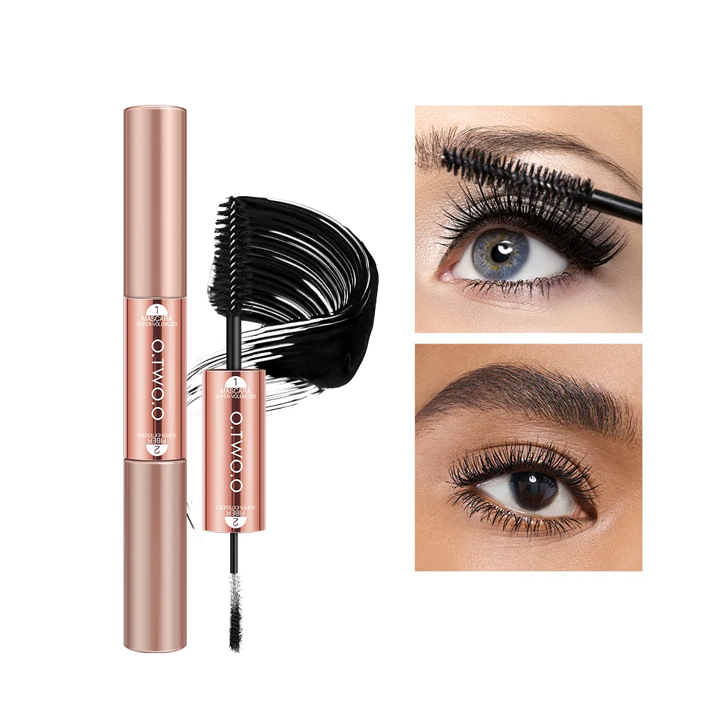 O.TWO.O 2 in 1 Makeup Mascara Volume Curling 4D Silk Fiber Lengthening Lashes Waterproof Fast Dry Nourish Eyelash Extension