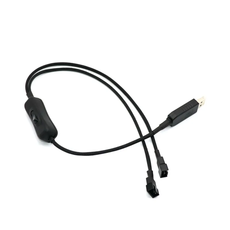 Angitu 5V/12V USB to 1x2x 4Pin Fan Power Adapter Cable USB to 4Pin/3Pin Fan Voltage Step-Up Speed With Switch - 60 cm