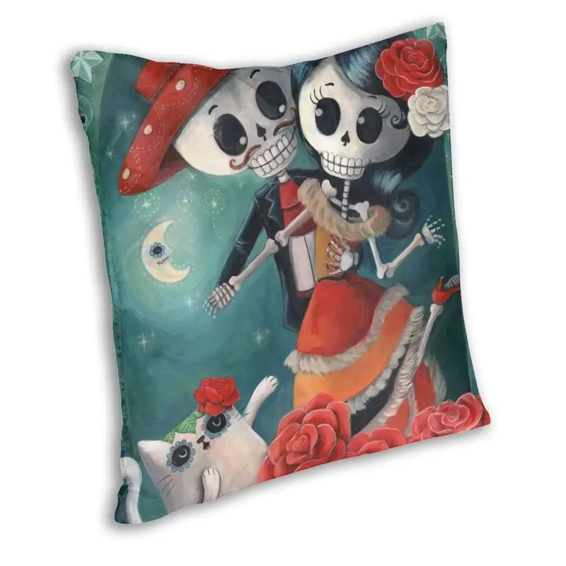 Halloween Skeleton Cushion Cover Dia De Los Muertos Couple Of Skull Lovers Floor Pillow Case for Car Pillowcase Home Decorative