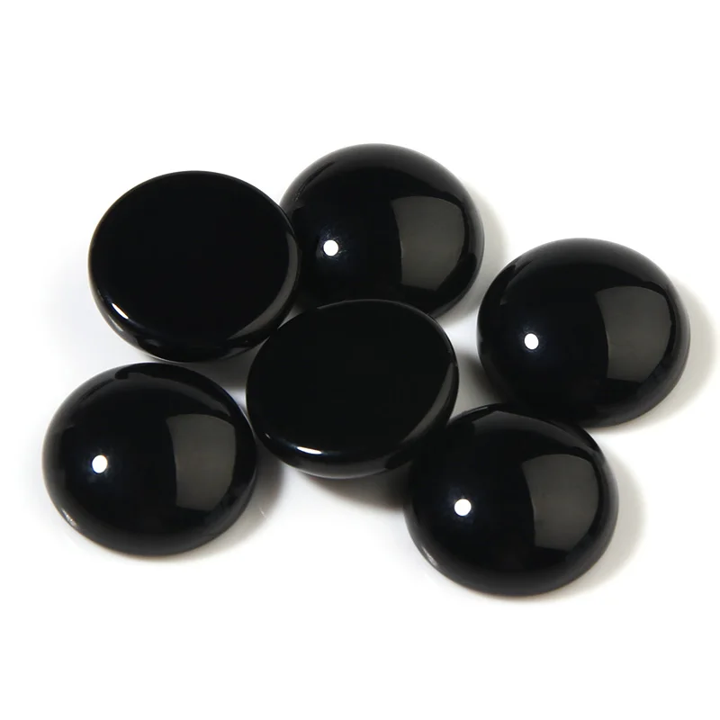 Xinyao 10Pcs  4mm 6mm 8mm 10mm 12mm Black Agate Stone Cabochon for DIY Jewerly Making