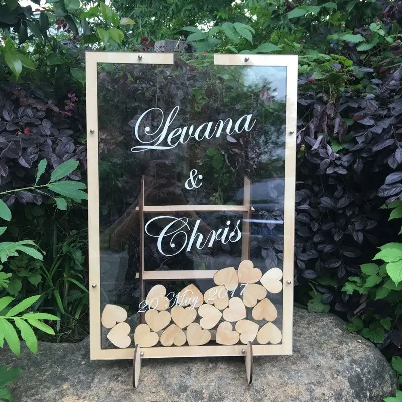 Wedding Guest Book Personalized Wedding Decoration Rustic Sweet Wedding Guestbook 270 Small Wood Hearts