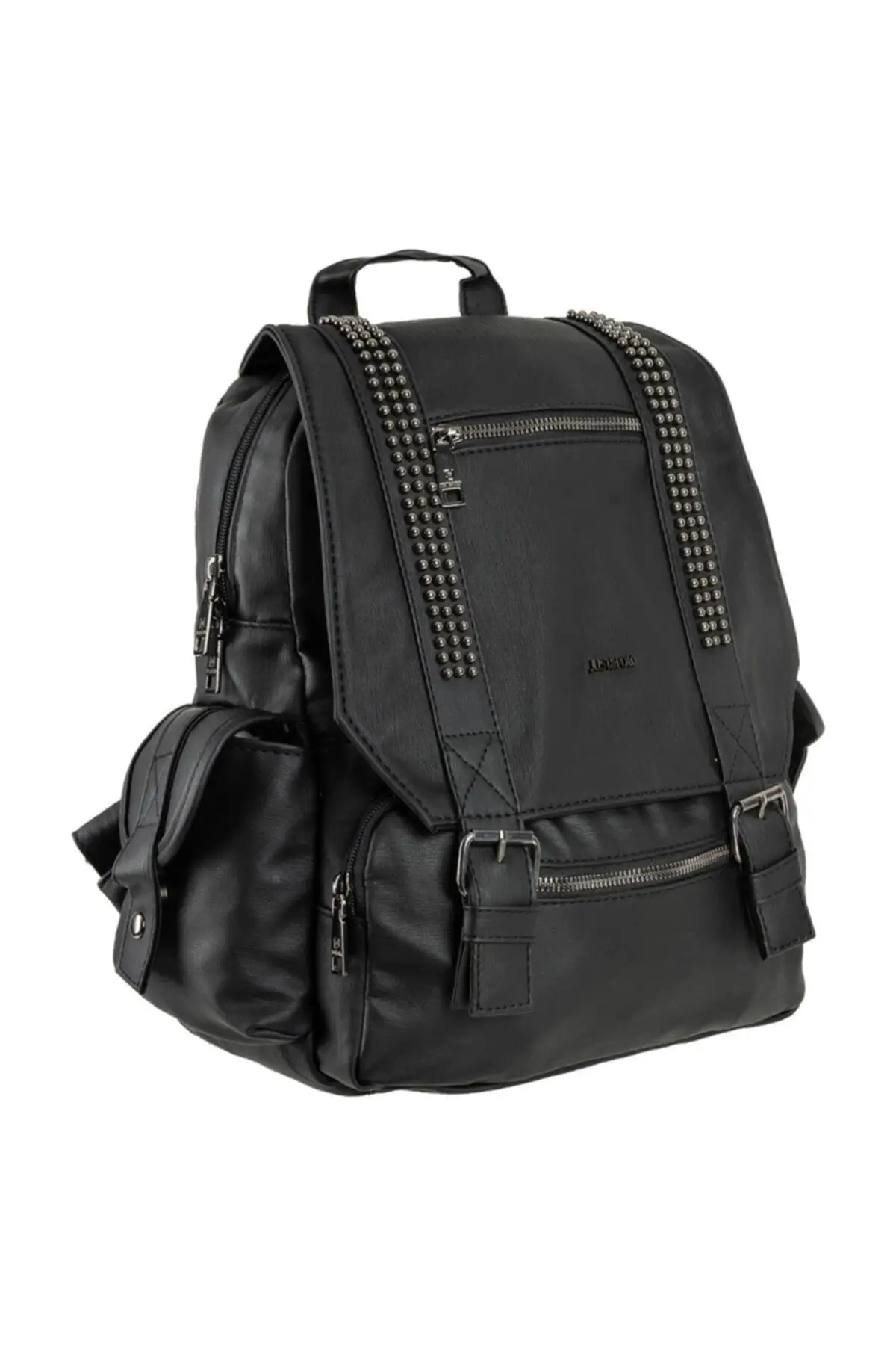 Women's Black Troklu Wash Leather Backpack 012