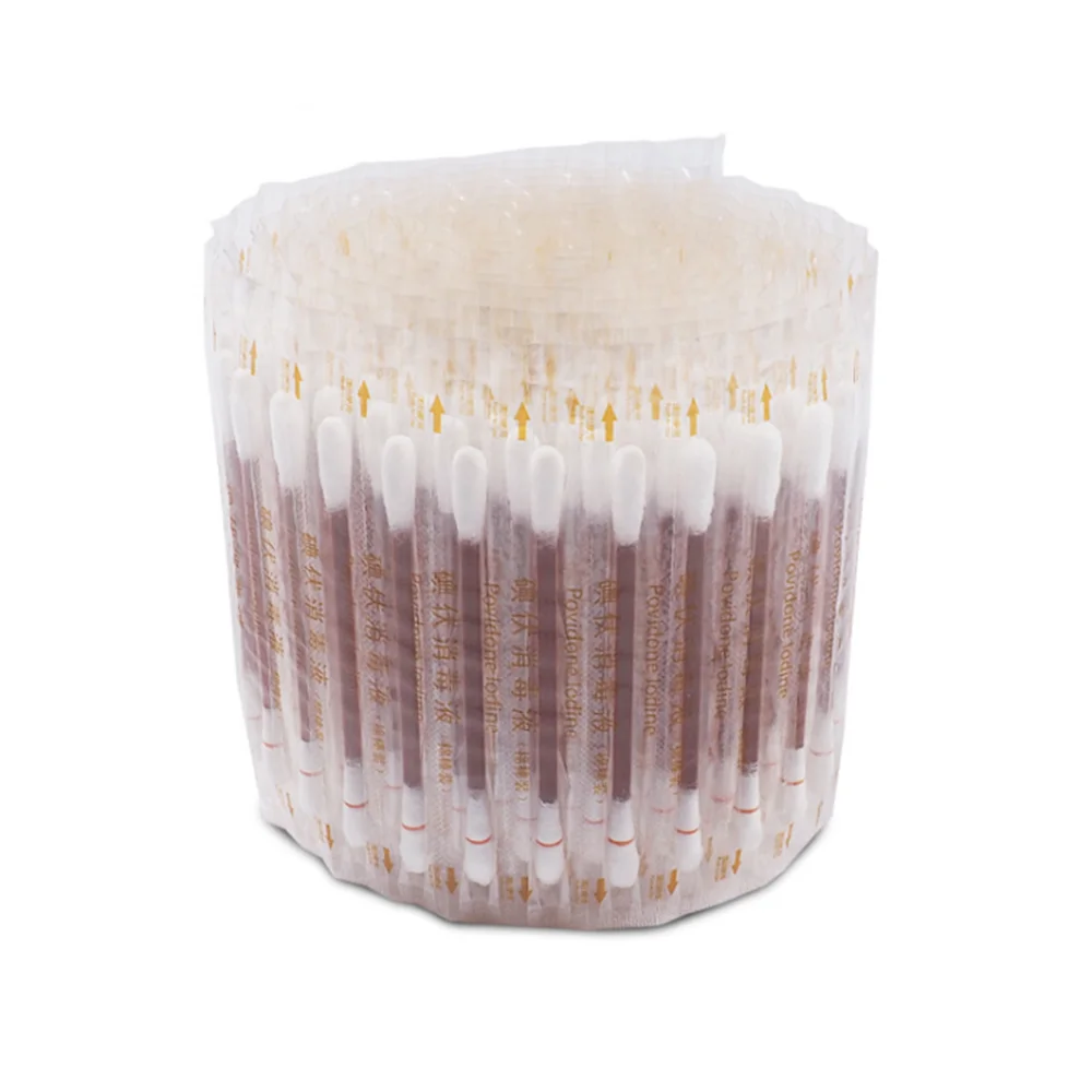 100 Pcs Disposable Medical Iodine Cotton Swab Disinfection Cleaning Wound Home Outdoor First Aid Kit Tool Easy To Carry