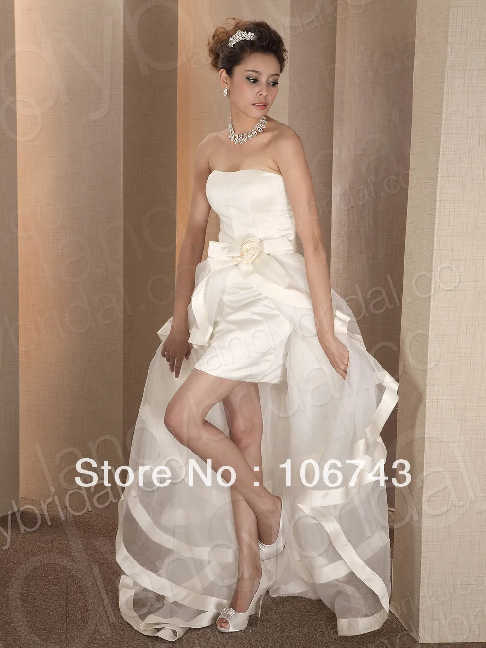 

free shipping vestido de noiva 2018 High-low customized Removable Short Bridal Gown New SALE white organza bridesmaid Dresses