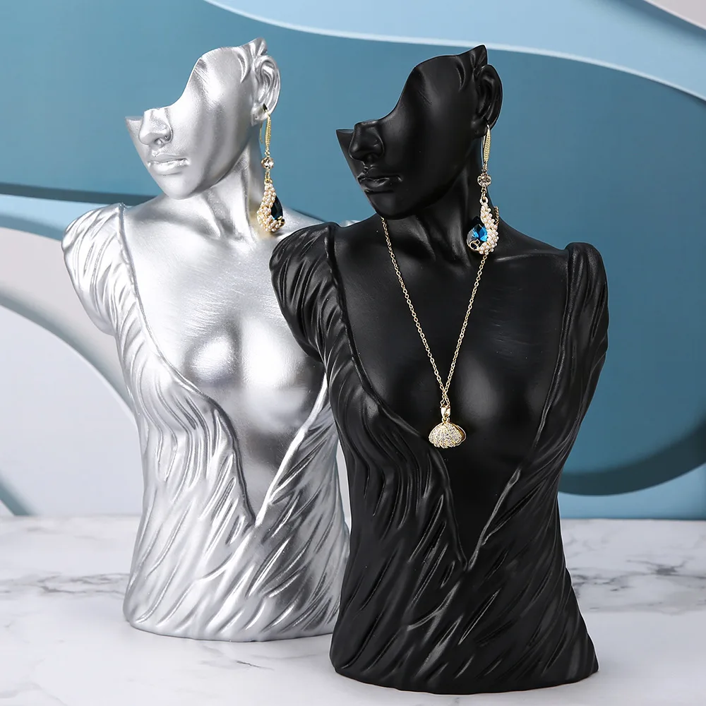 New Resin Female Mannequin Head Display For Jewelry Accessories Abstract art Mannequin Necklace Earrings Holder Head Bust Stand