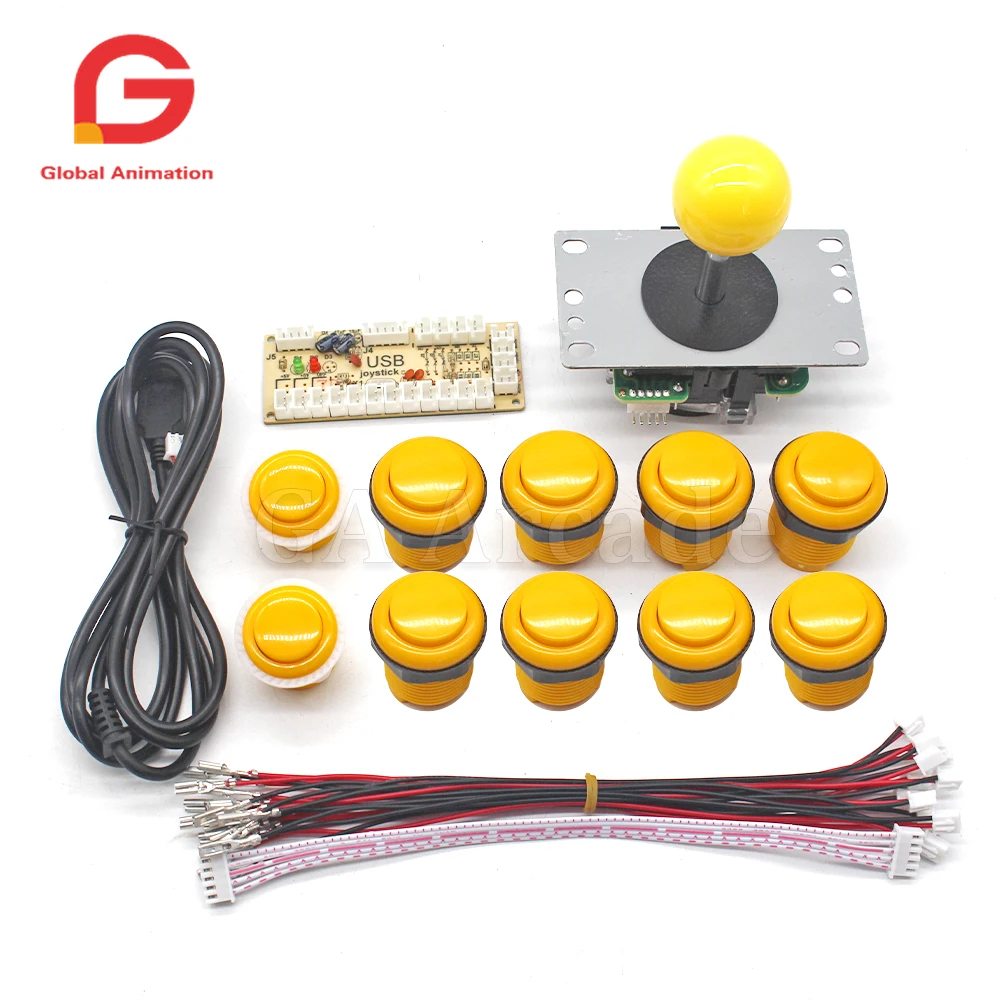 Sanwa-Built-in Push Button Joystick for Arcade, DIY Kit, Encoder to PC, Rasberry Pi Game Console, Zero Delay