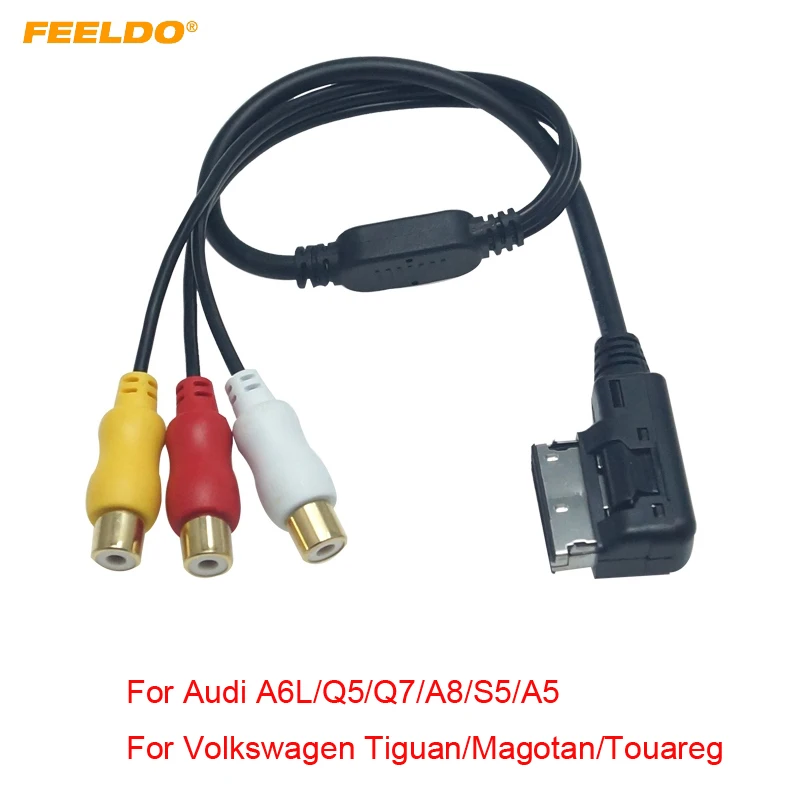 

FEELDO 10Pcs Car Media Music 3-RCA Female To MDI/AMI Interface AUX Cable For Audi Volkswagen Skoda Wire Aux Adapter #MX6220