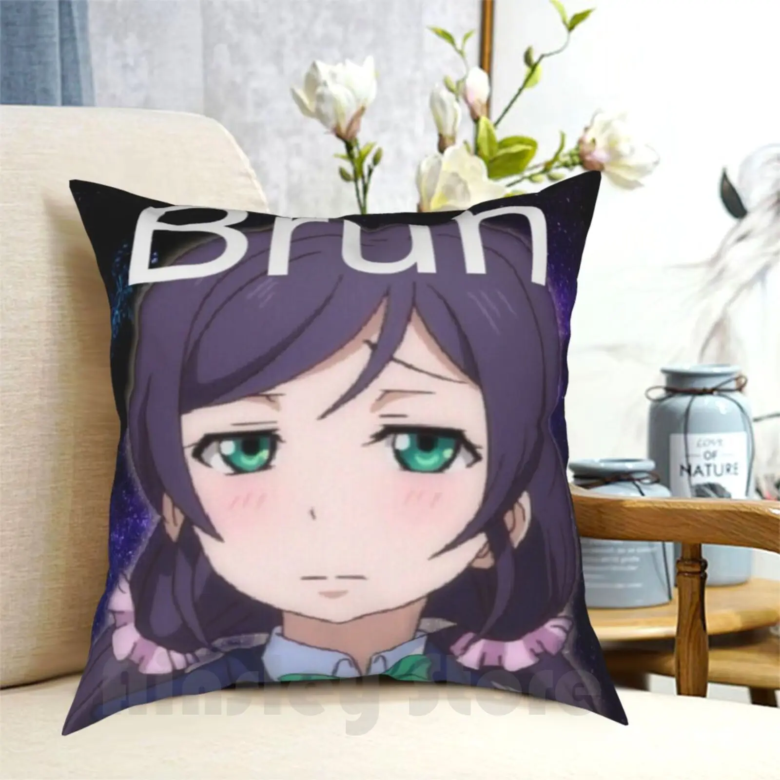 Nozomi Bruh Pillow Case Printed Home Soft DIY Pillow cover Love Live Anime Nozomi Tojo Funny Bruh