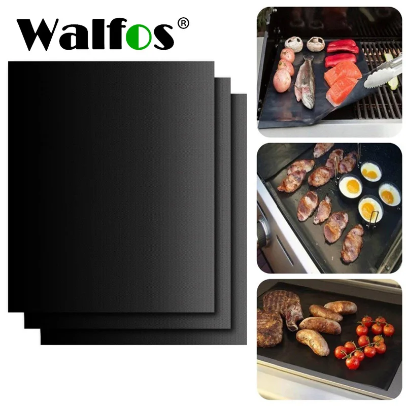 

WALFOS 1/2Pcs 0.2mm Thick Ptfe Barbecue Grill Mat 33*40cm Non-stick Pad Reusable Baking BBQ Grill Mats Sheet Oven Foil BBQ Liner