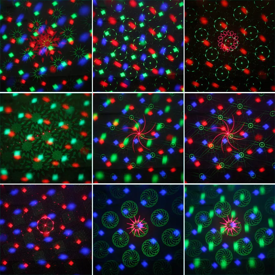 NOWOŚĆ 9W Magic Ball DJ RGB LED Party Disco Light R&G Laser 16 Patterns Projector Dance KTV Birthday Stage Effect Mini Lamp R12N8