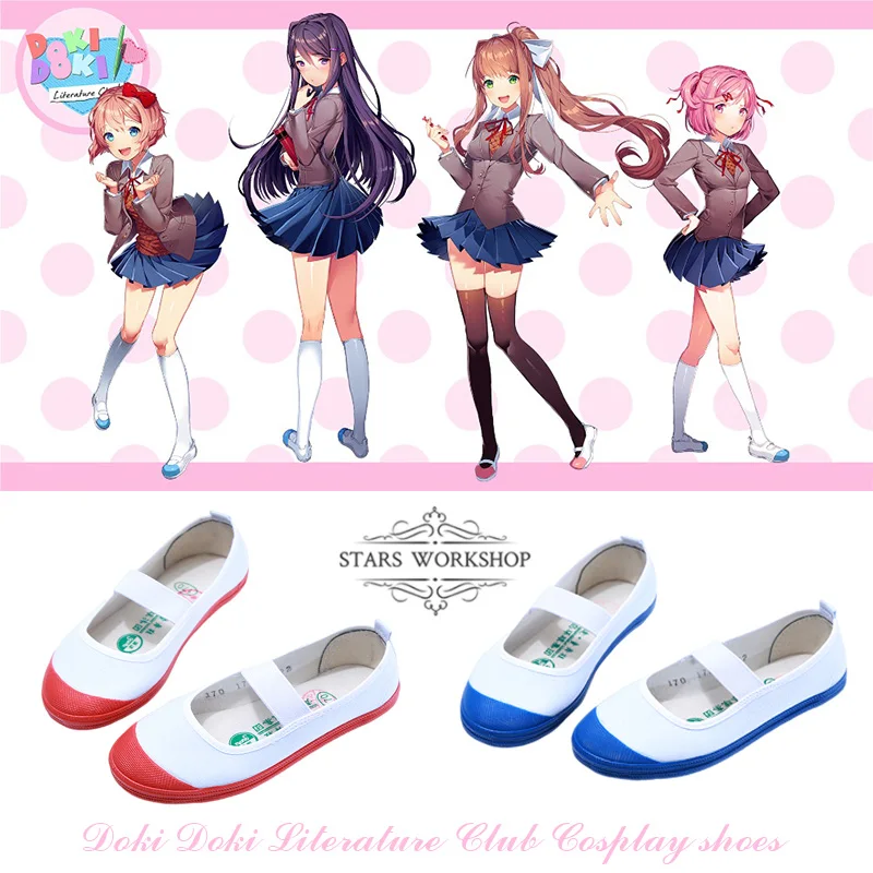 Doki Doki Literature Club Cosplay Shoes Anime School Shoes Girl Sport Shoes Monika Sayori Yuri Natsuki Cosplay Shoes