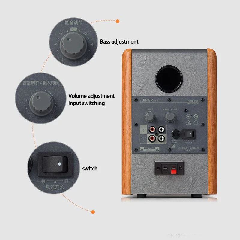 KYYSLB R1000BT سماعة لاسلكية تعمل بالبلوتوث 2.0 قناة نشط المتكلم حاسوب خشبي المتكلم مع مضخم الصوت