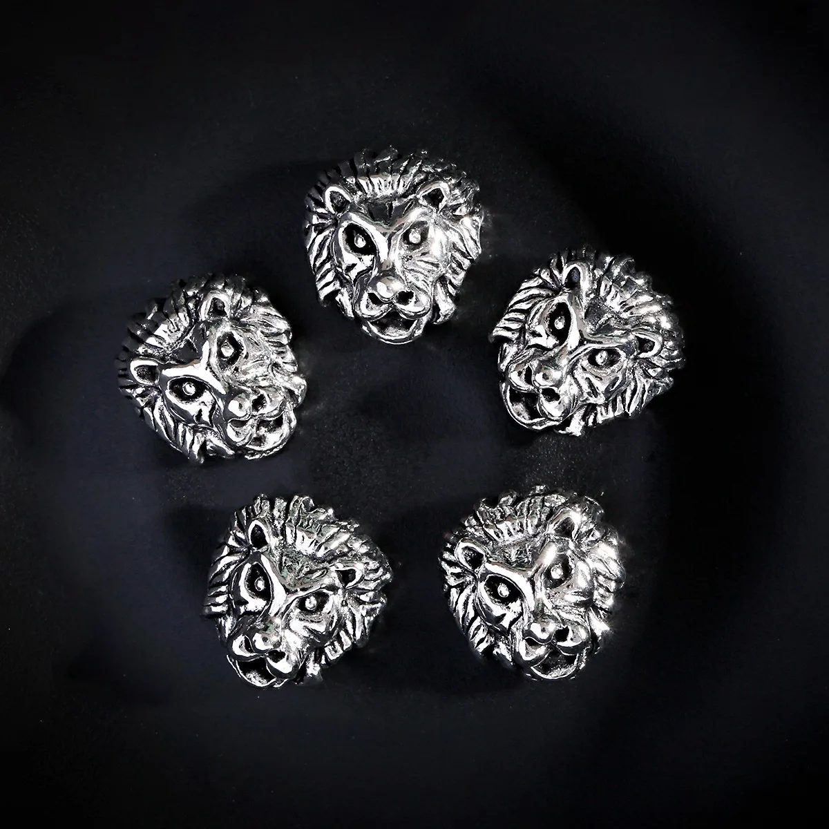 5pcs/Set Lion Beads DIY Pendants Jewelry Making Bead Spacer Bead Charms For Beaded Bracelets Handmade Accessories For Materials