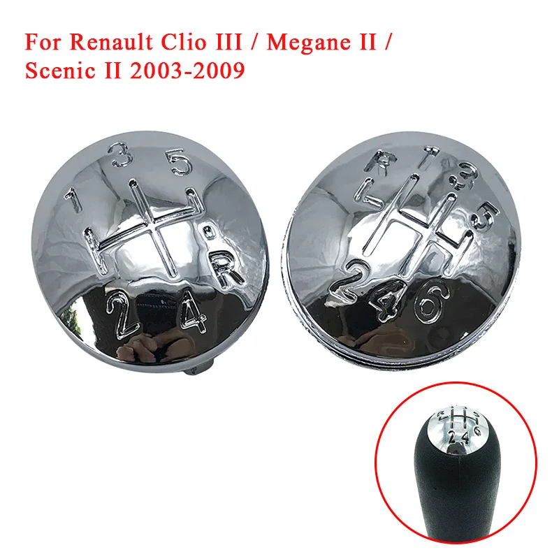 5/6 Speed Car Gear Shift Knob Badge Emblem Cap Cover For Renault Clio III MK3 Megane Scenic MK2 2003-2009 Replacement Parts