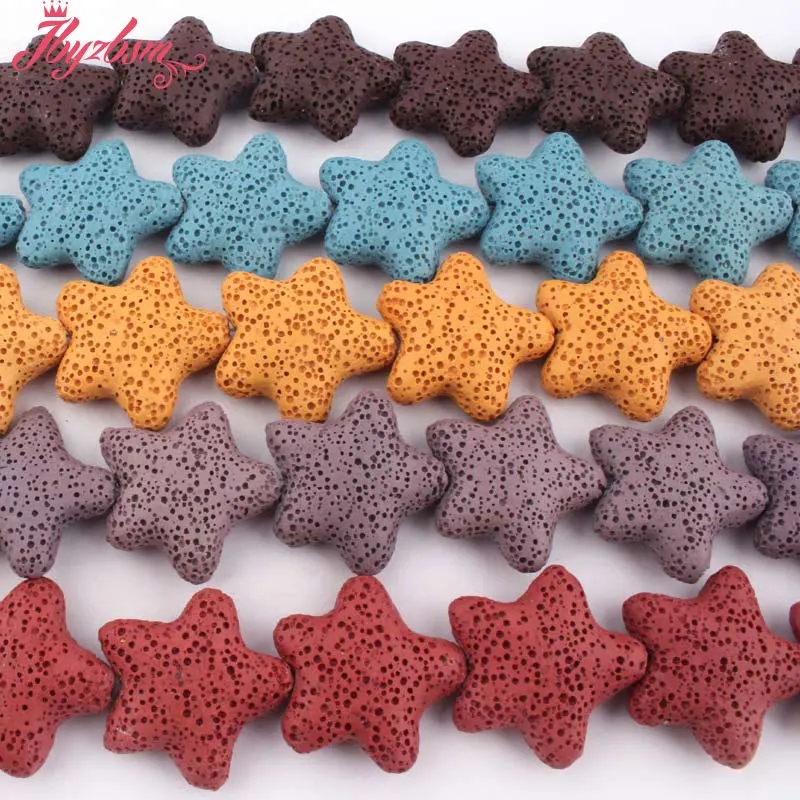 25mm Stars Lava Rock Volcanic Stone Loose Spacer Beads For DIY Charms Pendant Necklace Bracelats Earrings Jewelry Making 14.5\