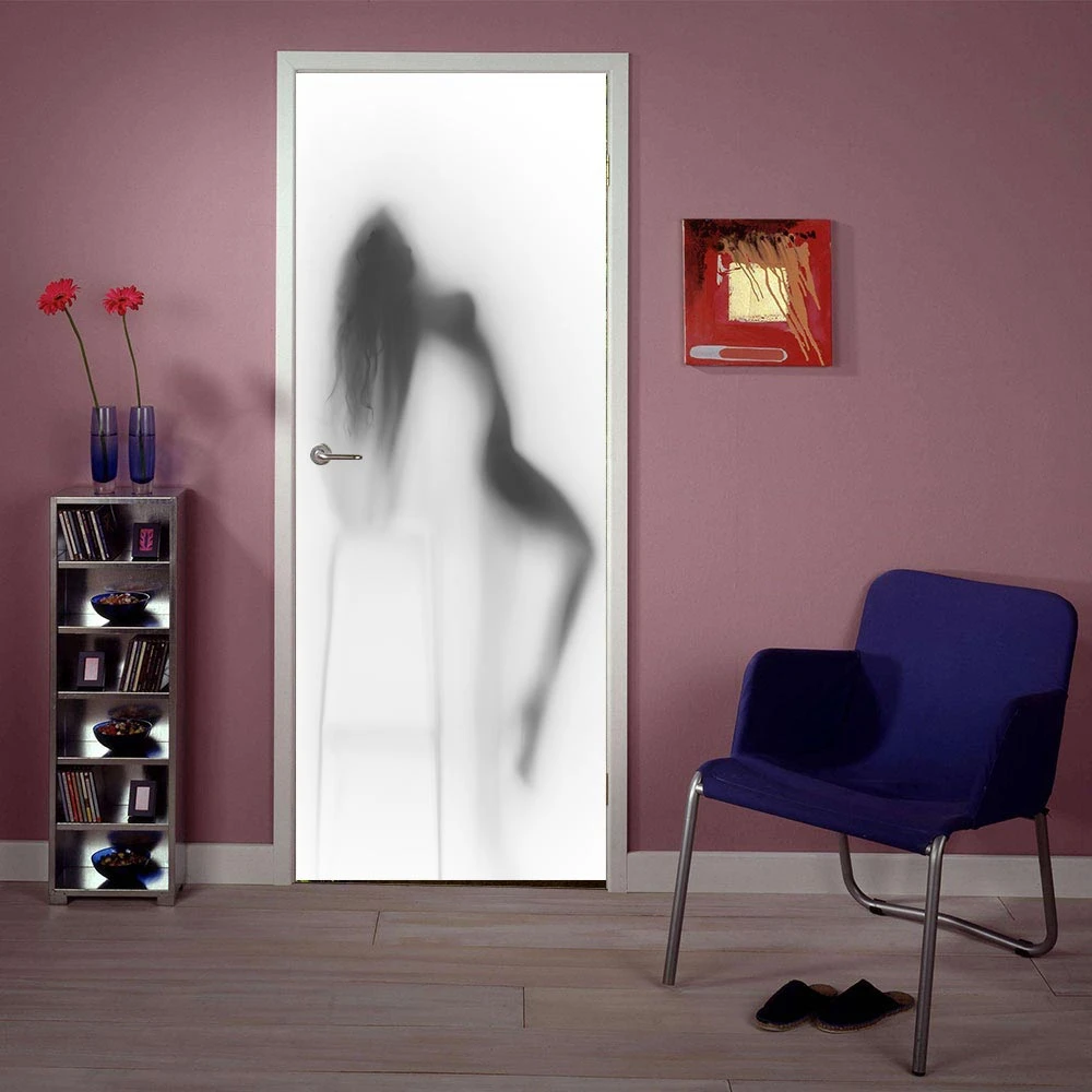 Sexy Girl Door Sticker For Bathroom Washroom Privacy Self-adhesive Wallpaper Decorative Vinyls Modern Design Renew  Glass Decals