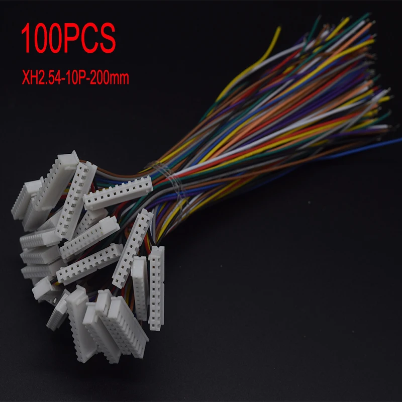 

100PCS XH2.54 2.54mm 10P Wire Cable Connector XH Plug Male Battery Charging Cable JST 20CM 1007-26 AWG