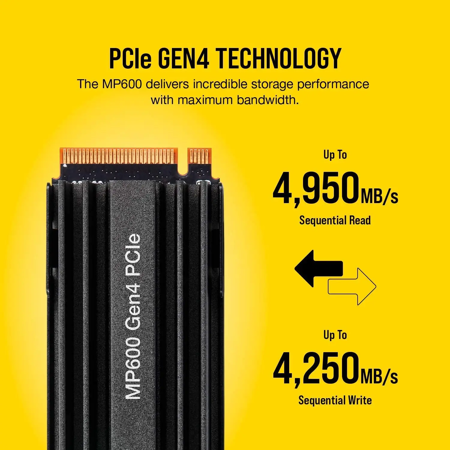 Corsair MP600 2TB NVME Gen4 PCIe X4 M.2 22800 SSD, Up to 4,950 MB/s Sliod State Drive