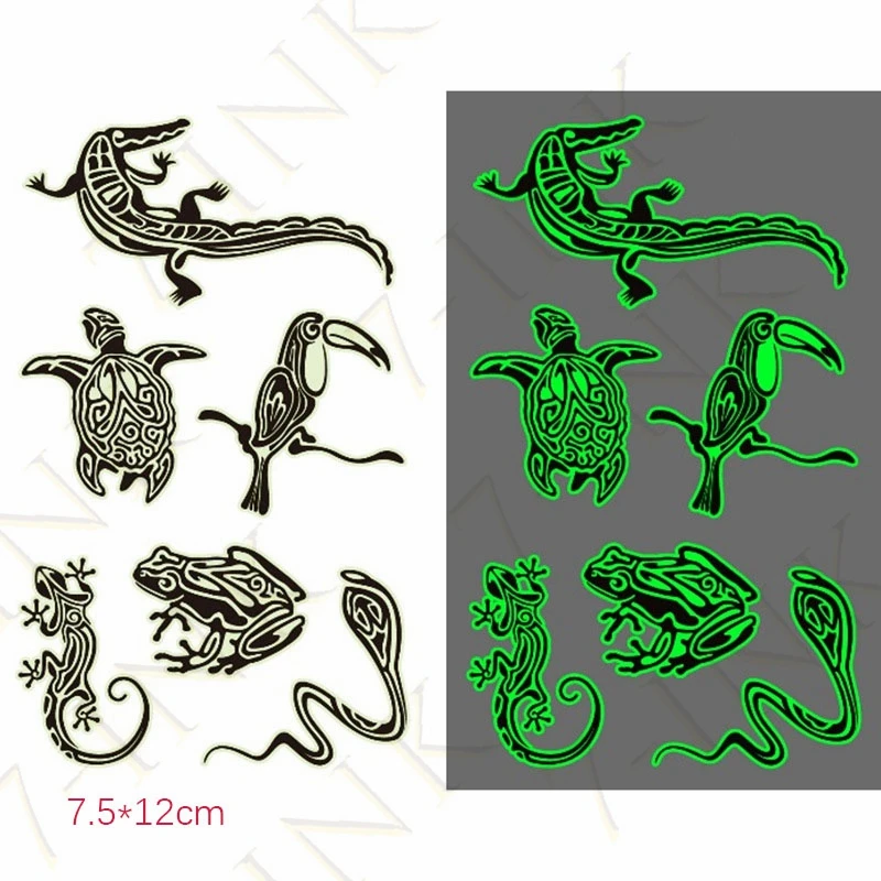 Tattoo Stickers Luminous Child Kid Temporary Fake Tattoos Glow Paste on Face Arm for Children Body Art Crocodile Snake Sticker