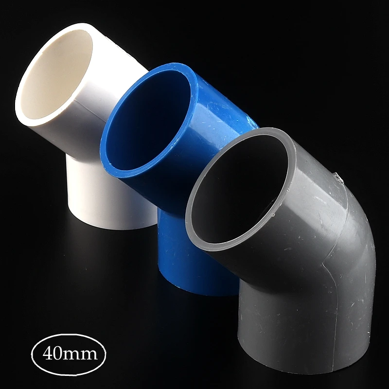 40mm PVC Pipe Equal Elbow 45 Degree Connector Garden Irrigation Fish Tank Supplie Elbow Joint Adapter Water Pipe Connector Parts