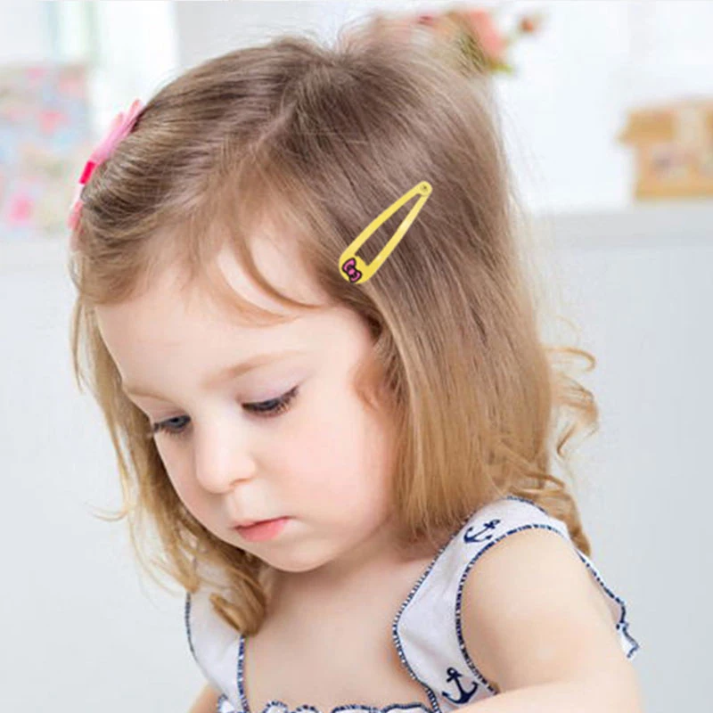 20Pcs/Set Colorful Snap Hair Clips Child Metal Barrette Geometric Solid Color Hairpins Girl Kids Hairgrip Baby Hair Accessories