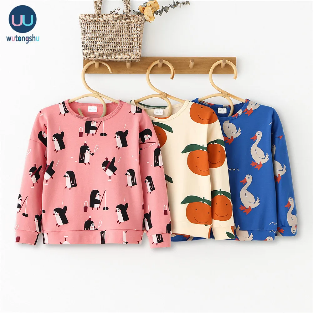 Kids T Shirts For 1-8Y Brand Autumn Winter Baby Boys Girls Long Sleeve Print Sweatshirts Baby Children Cotton Tops Tees Clothes