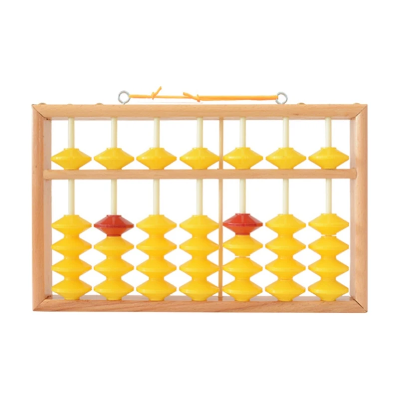 7 Column Non-Slip Hanging Wooden Abacus Chinese Soroban Educational Tool Mathmetic Calculator for Student Teacher