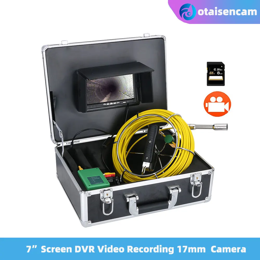 

Drain Sewer Pipeline Industrial Endoscope With 7 Inch Screen 17mm Camera DVR Video Recording 20M/30M/40M Cable