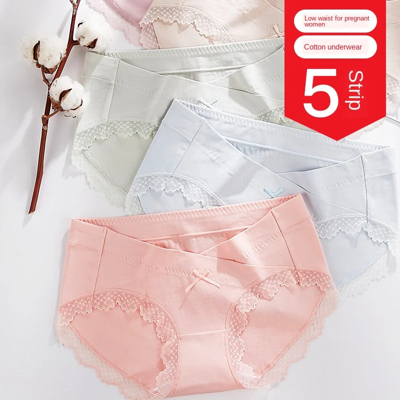 

5 Pcs Pregnant Women Panty Underwear Abdomen Supporting Cotton Breathable Shorts Before And After Childbirth Pregnant Large Size