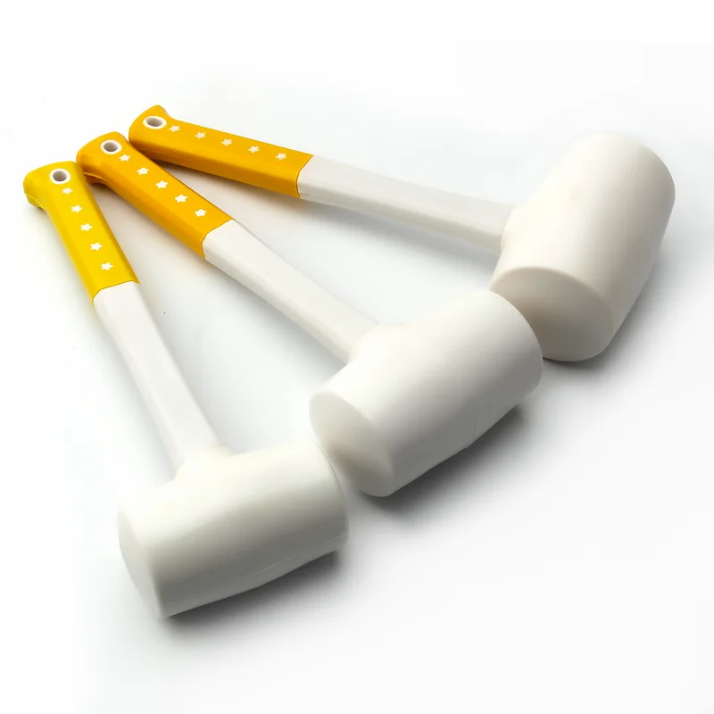 Heavy Duty 1Pcs White Rubber Hammer Ceramic Tile plastic glue installation hammers 55mm 60mm 70mm Diameter with Non-slip Handle