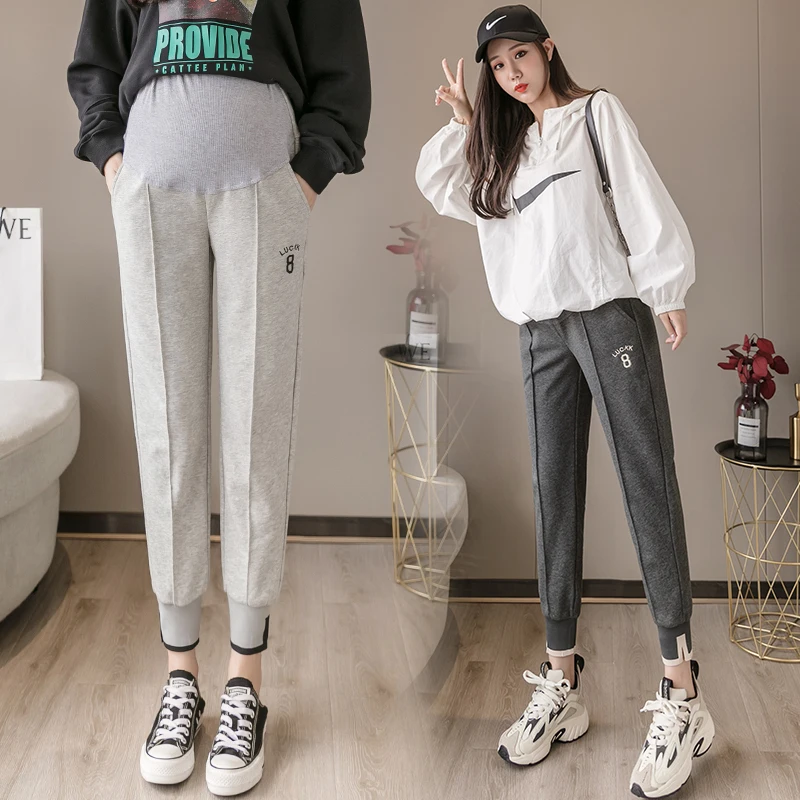 Casual Pants Clothes for Pregnant Women Pregnancy Trousers Autumn Cotton Maternity Harem Pants High Waist Belly Sports