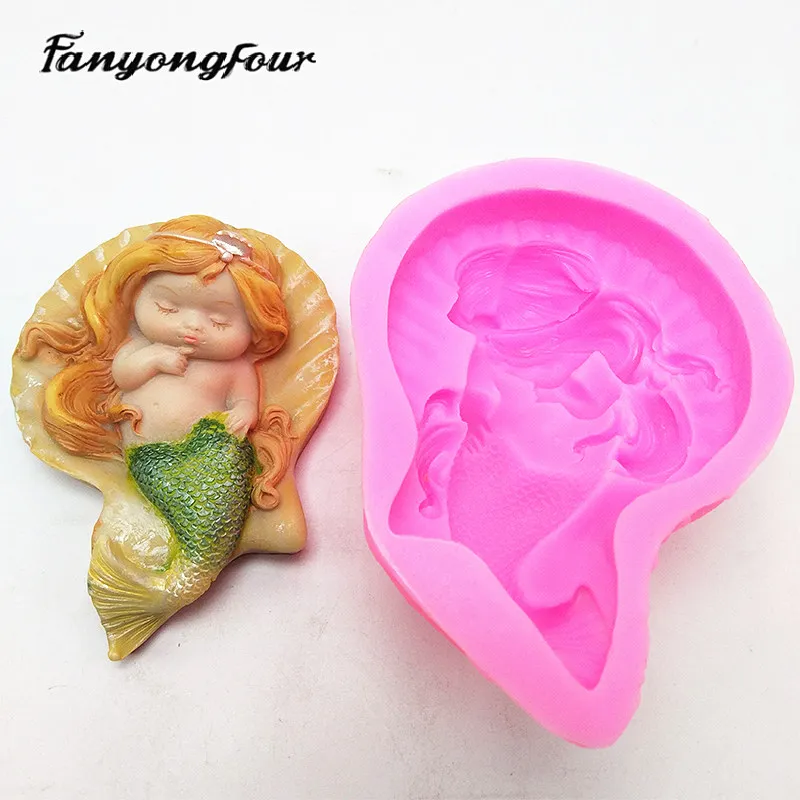 Cute Mermaid Silicone Mold DIY Inverted Resin Gypsum Candle Concrete Crystal Dropper Special Mold Craft Production