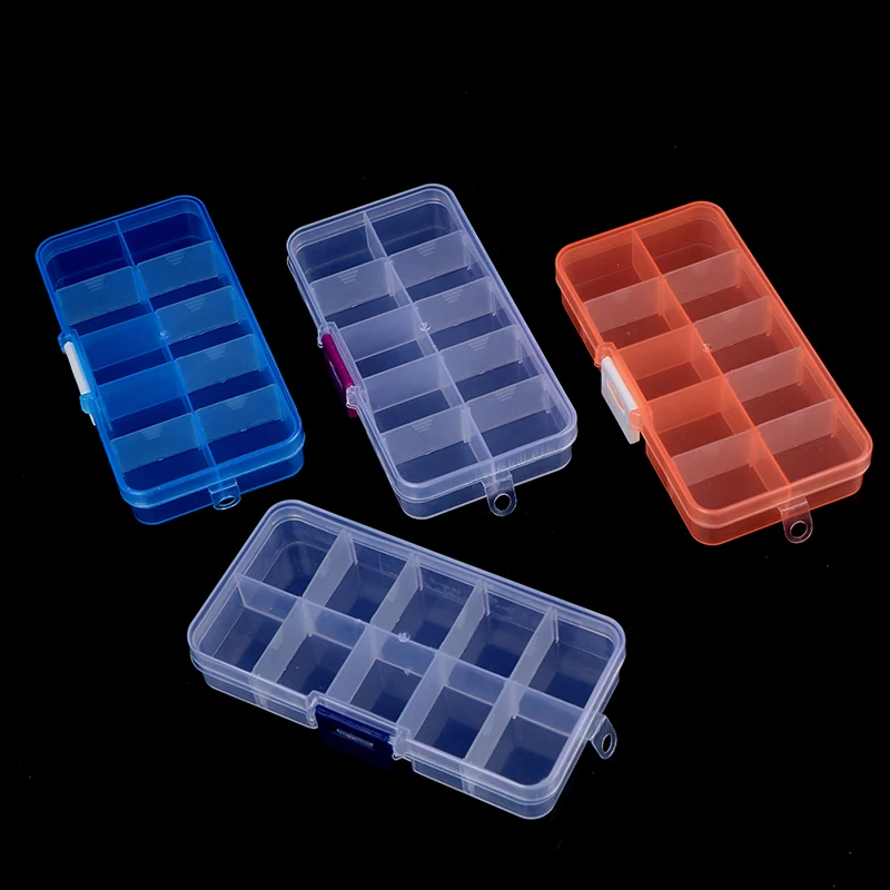 10 Grid Clear Plastic Storage Box Jewelry Bead Screw Organizer Container Compartment Adjustable Rectangle Box Case