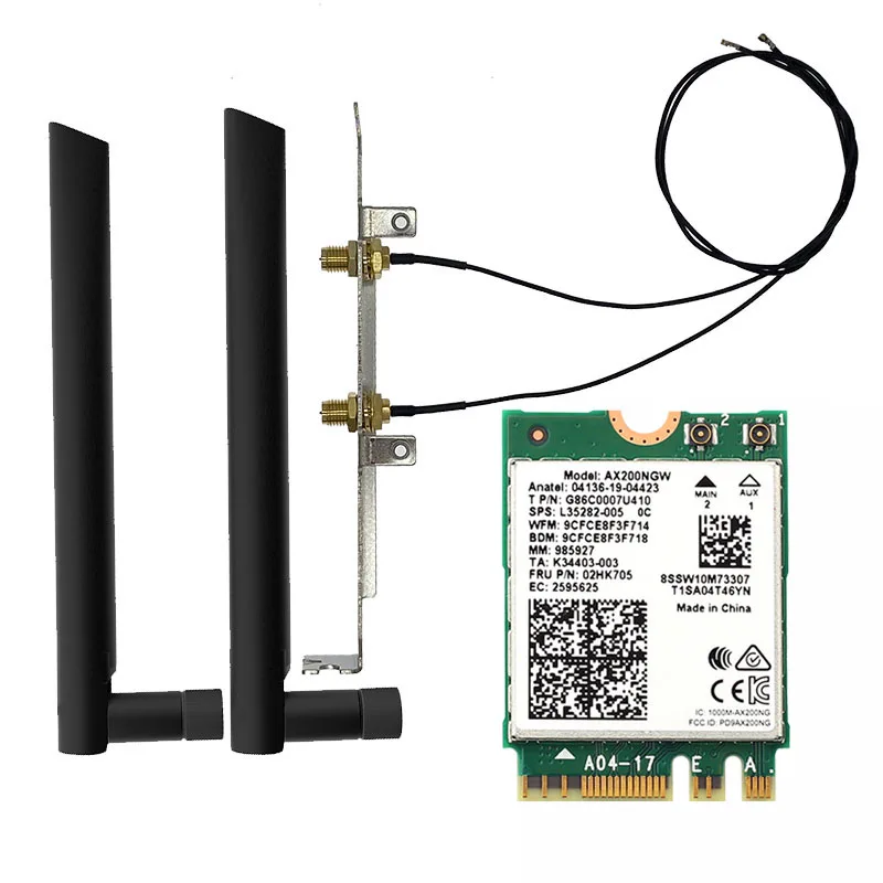 Kit intel ax200 wifi 6 m. 2 2.4g / 5g bluetooth 5.0 802 agne Antenne adaptateur de carte sans fil Ax200ngw, double, 11ax, ac, 3000Mbps