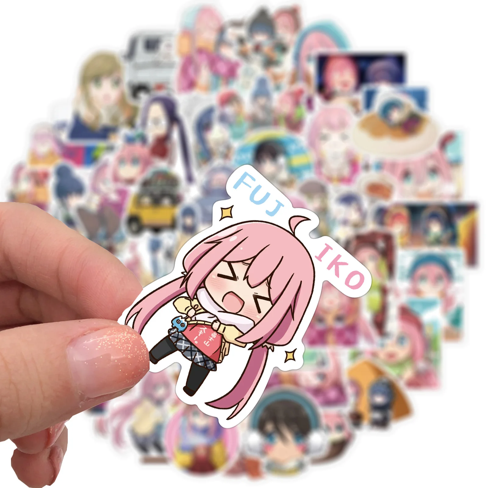 10/50Pcs Japan Yuru Camp Anime Stickers Laid Back Camp Suitcase Laptop Luggage Skateboard Graffiti Kawaii Stickers Decal Toy