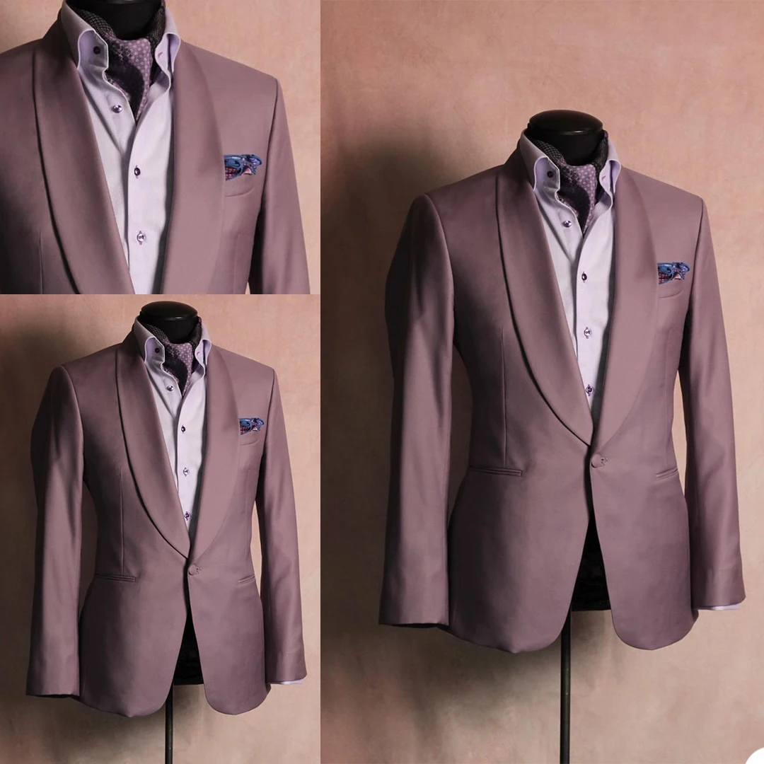

Classic Shawl Lapel Men Tuxedos Custom Made One Button Long Sleeve Slim Fit 1 Piece Set Wedding Party Formal Blazer