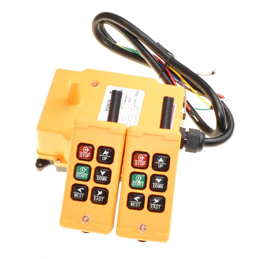 HS-6 6 Keys 1 Speed 2 Transmitter + 1 Receiver Hoist Industrial Wireless Crane Truck Remote Control Push Button Switch