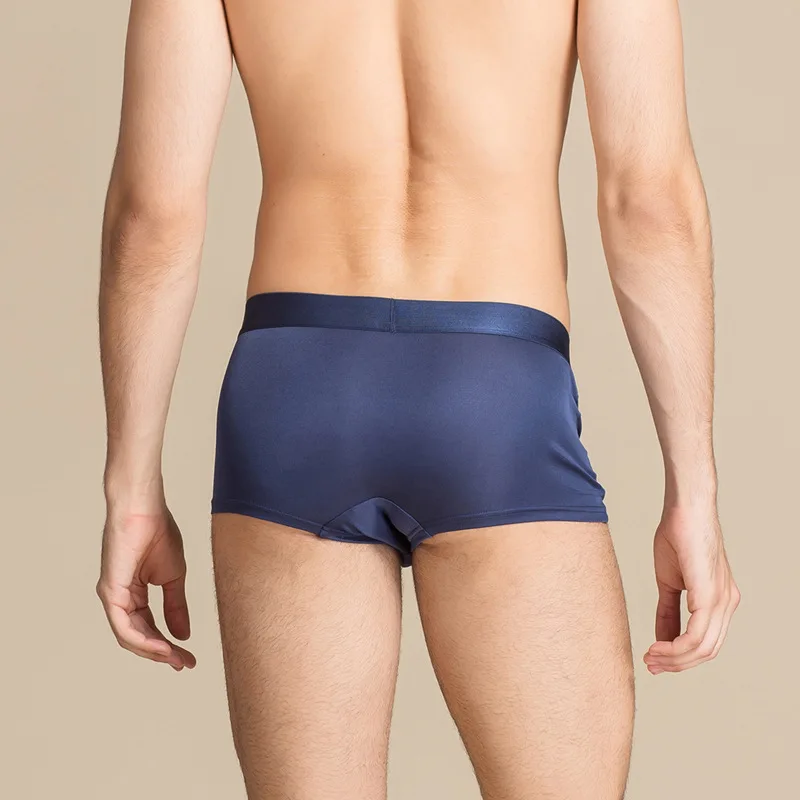 Birdsky, 3 peças de cueca boxer masculina 100% seda pura amoreira, cintura média de secagem rápida, 4 cores sólidas. HM-02