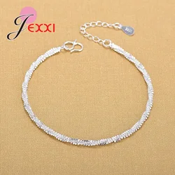 925 Sterling Silver Fashion Simple Elegant Twisted Chain Bracelets Fine Jewelry For Woman Wave Anklet Gifts