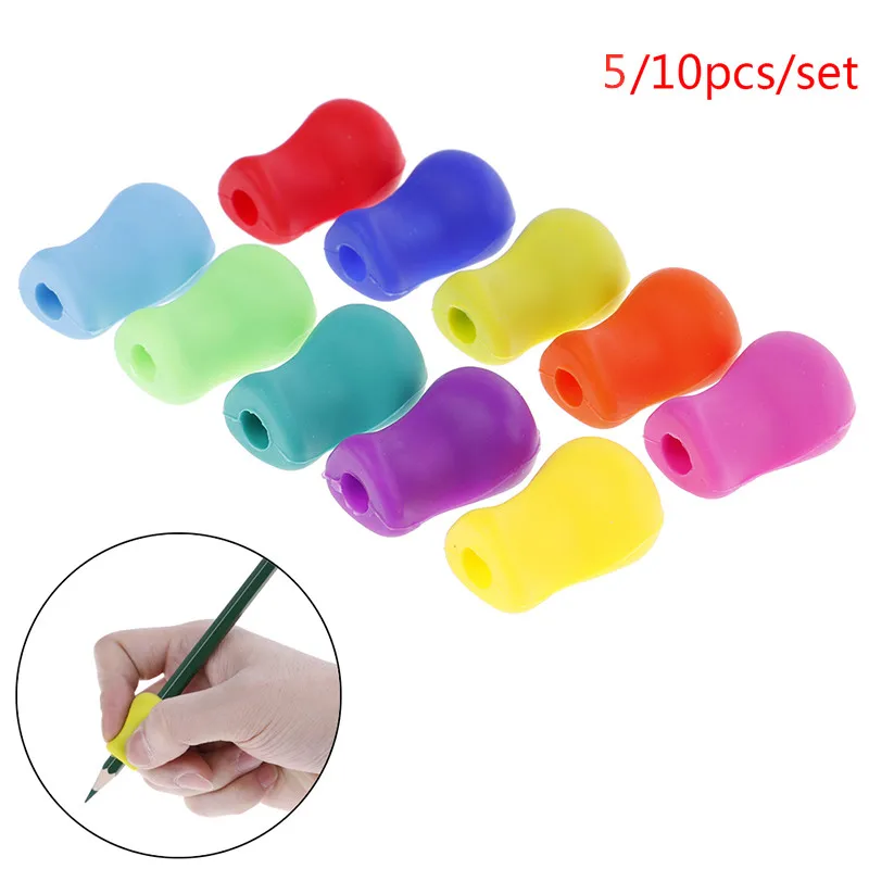 New 10PCS Writing Corrector Grip Practise Silicone Pen Aid Grip Posture Correction Device for Kid Hand Writing Pencil Pen Holder