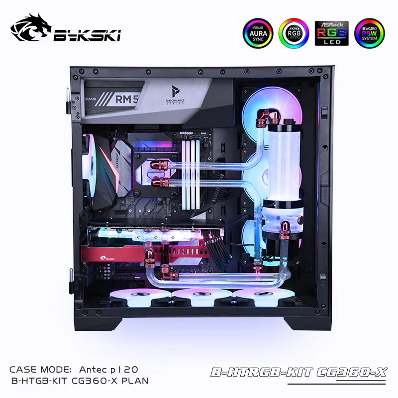 Imagem -04 - Bykski-kit de Refrigeração Líquida para Cpu Intel Amd Placa de Vídeo Tubo Rígido Pacote de Resfriamento 360 mm e Suporte Aura Rgb