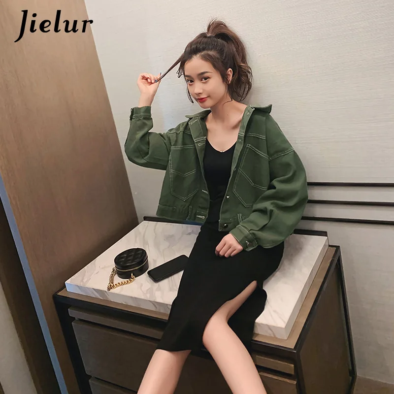 Jeruel Denim Jacket Sexy Long Sling Dress Two-piece Set Women's Tight-fitting New Autumn Winter Pocket Loose Coat Girls Korean