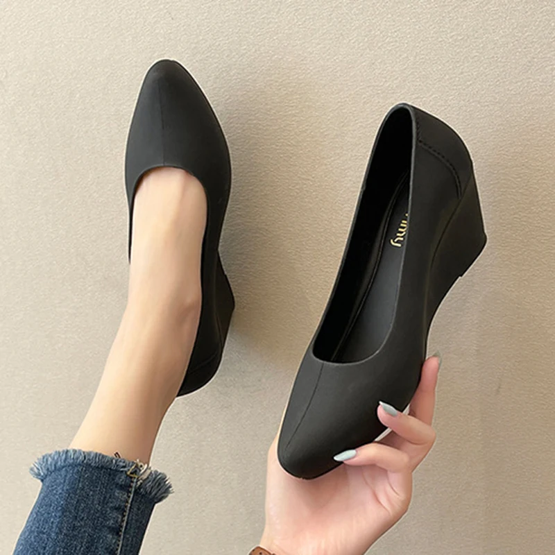 أسافين عالية الكعب صنادل هلامي النساء الصلبة الحلوى sandales أشار تو أحذية المطر الصيف السيدات مقاوم للماء البلاستيكية sandalias 2021 #1