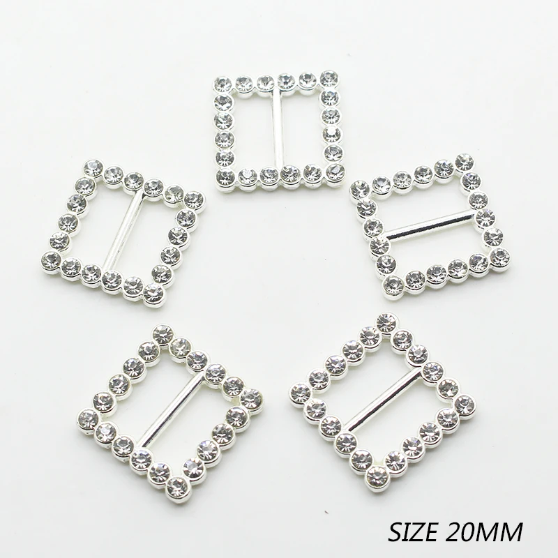 ZMASEY Metal Alloy Buckles Shoe Buckles 10Pcs/Lot Handwork Sewing Ribbon Accessories Wedding Card Decoration Rhinestones Buckle