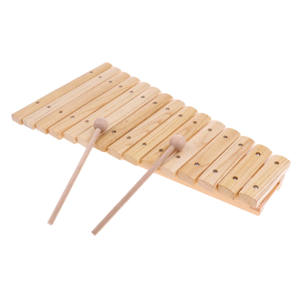 15 Notes Wood Xylophone with 2 Mallets for Children Kids Musical Educational Toys