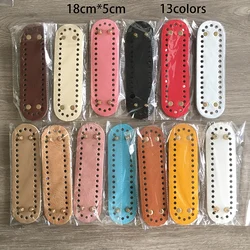 5*18cm toptan Oval uzun alt örme çanta için Pu deri çanta aksesuarları el yapımı taban 38 delikli dantel çanta alt