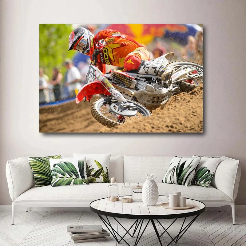 HONDAs Dirtbike Motocross Race Racing Motorbike Wall Art Posters Canvas Print Modern Painting for Home Decor