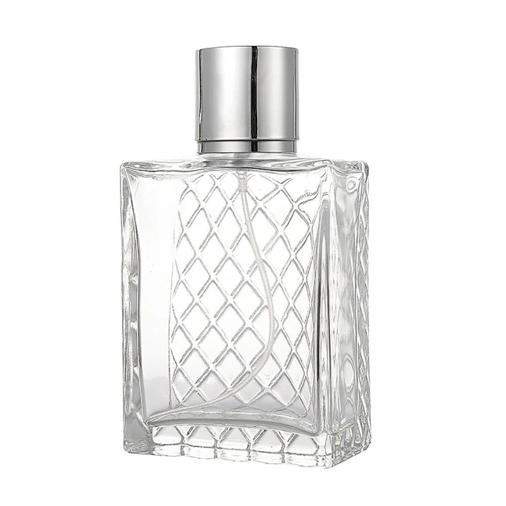 투명 유리 향수병 분무기, 블랙 스프레이 병, 크리스탈 투명 사각형, 100ml