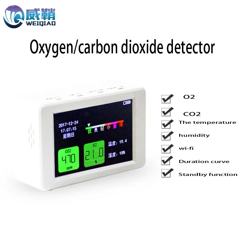 Rilevatore di CO2 O2 sensore di importazione di livello professionale S8 rilevazione di ossigeno di anidride carbonica wifi formaldeide remota